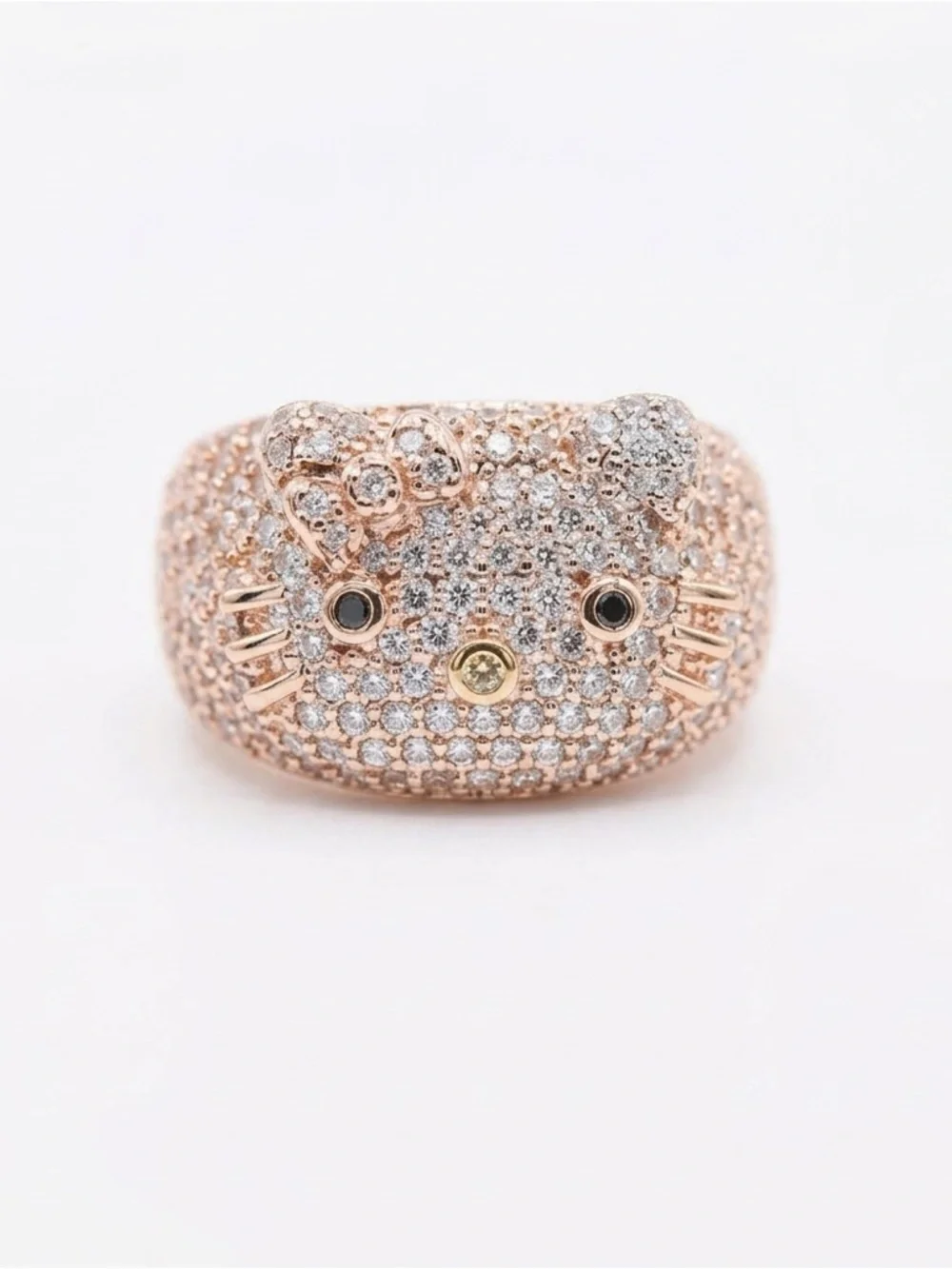 Elegant Rose Gold Pavé HK Statement Ring - Women Jewelry
